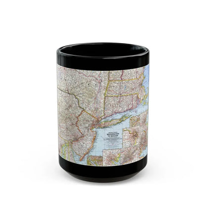 USA - Washington to Boston (1962) (Map) Black Coffee Mug 15oz - Go Mug Yourself
