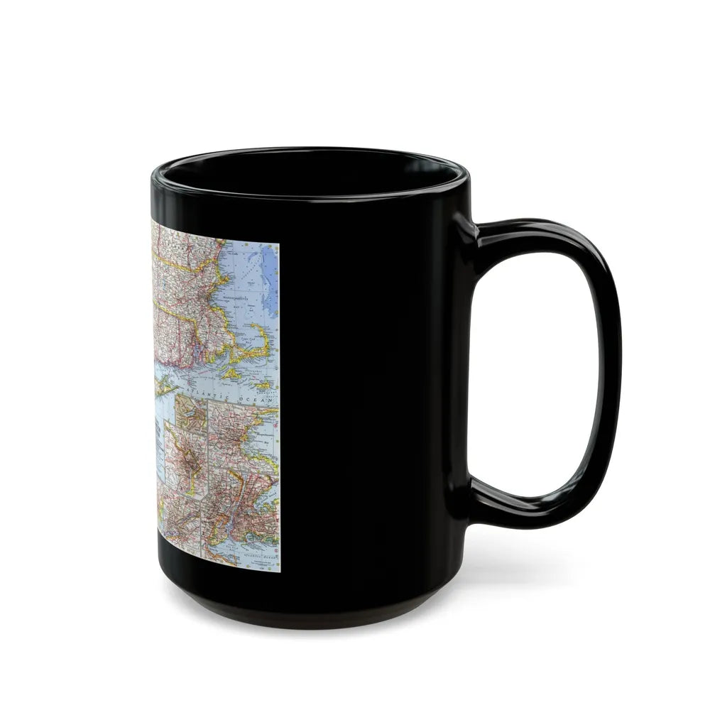 USA - Washington to Boston (1962) (Map) Black Coffee Mug-Go Mug Yourself