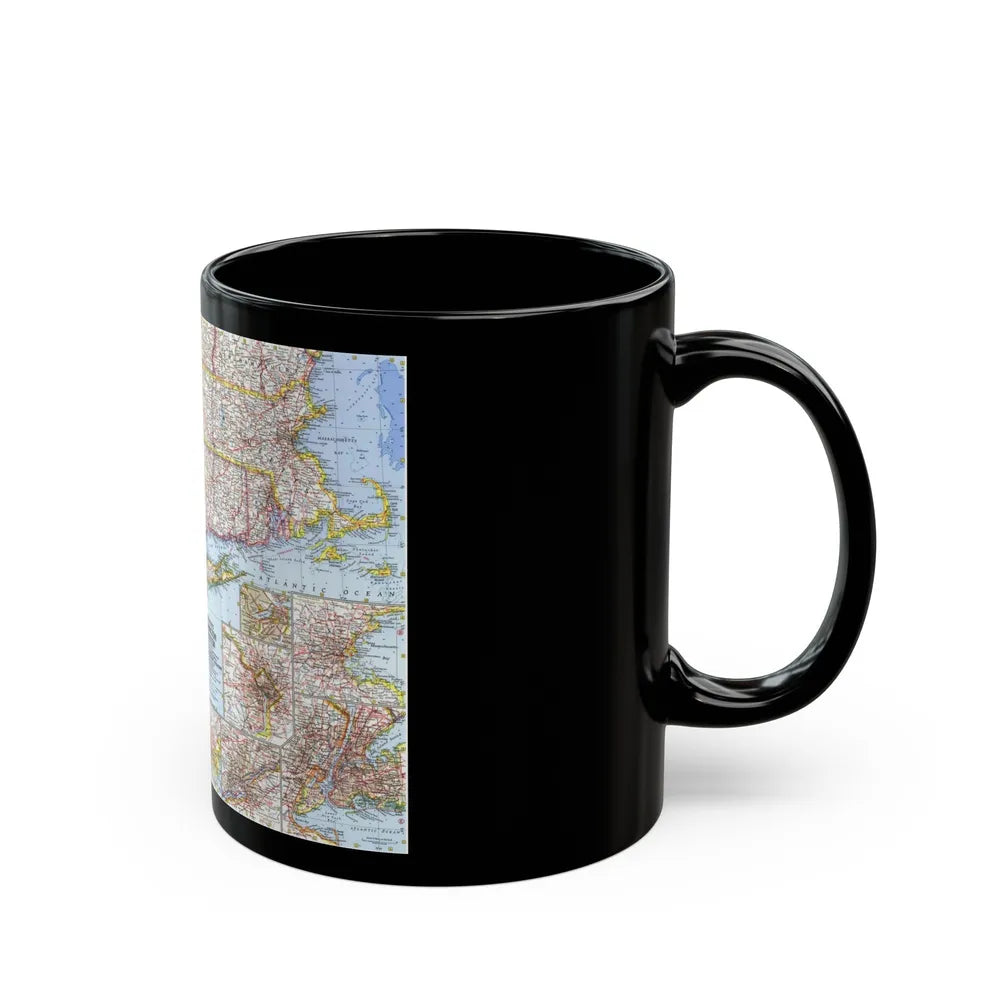 USA - Washington to Boston (1962) (Map) Black Coffee Mug-Go Mug Yourself