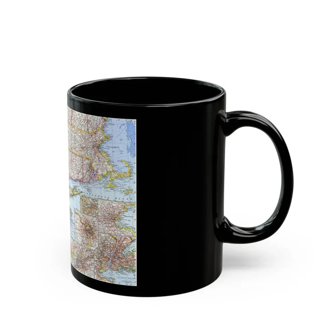 USA - Washington to Boston (1962) (Map) Black Coffee Mug - Go Mug Yourself