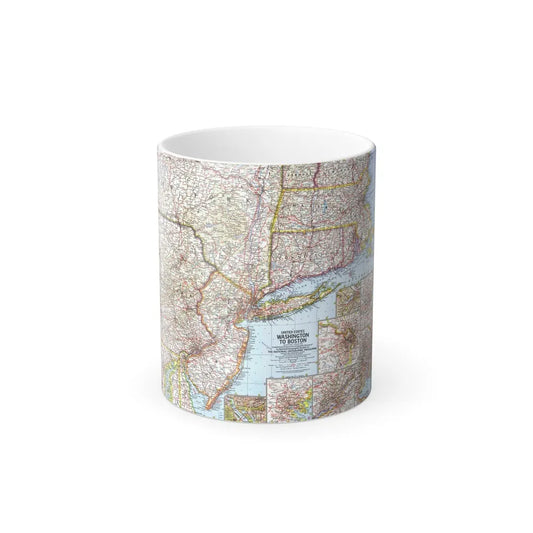 USA - Washington to Boston (1962) (Map) Color Changing Mug 11oz-11oz-Go Mug Yourself