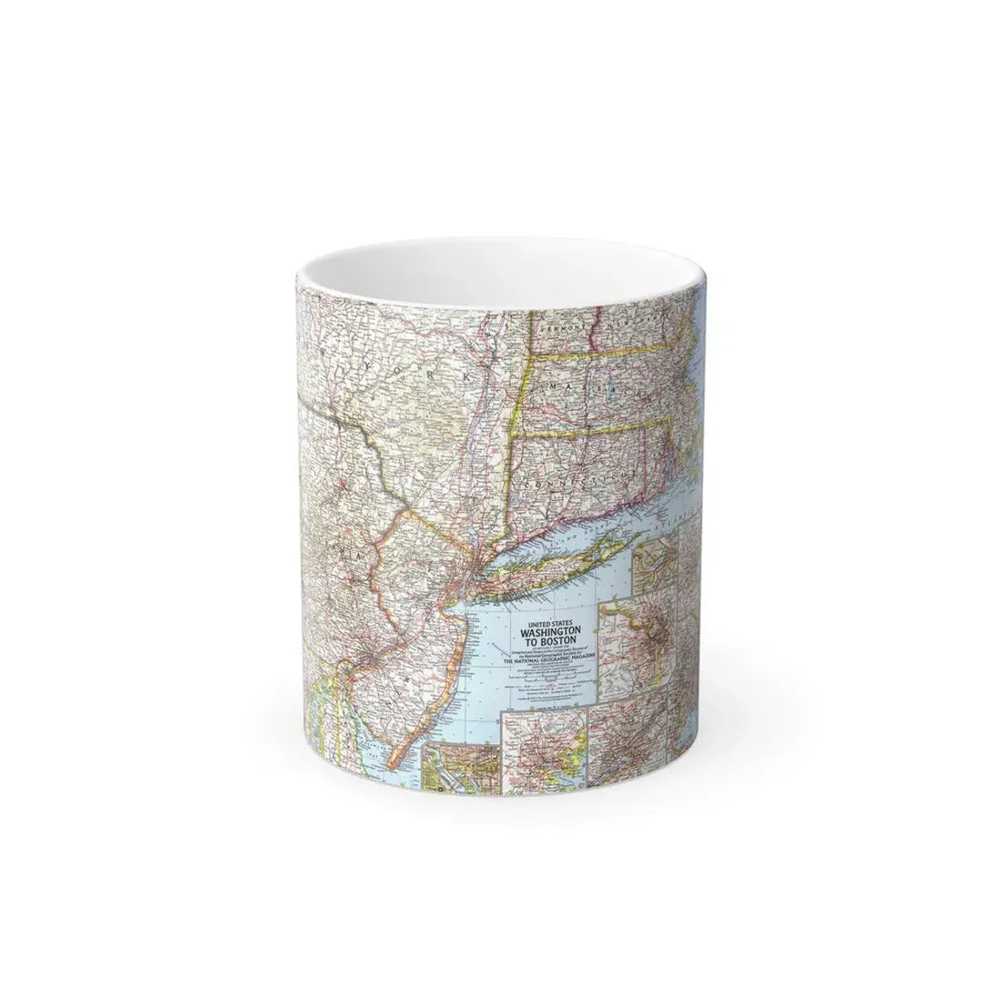 USA - Washington to Boston (1962) (Map) Color Changing Mug 11oz Default Title 11oz - Go Mug Yourself