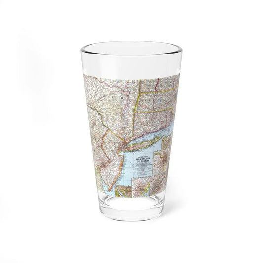 USA - Washington to Boston (1962) (Map) Pint Glass 16oz-16oz-Go Mug Yourself