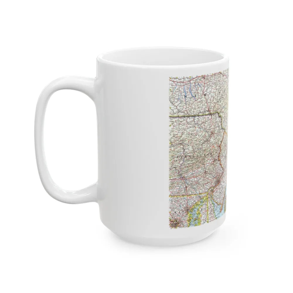 USA - Washington to Boston (1962) (Map) White Coffee Mug-Go Mug Yourself