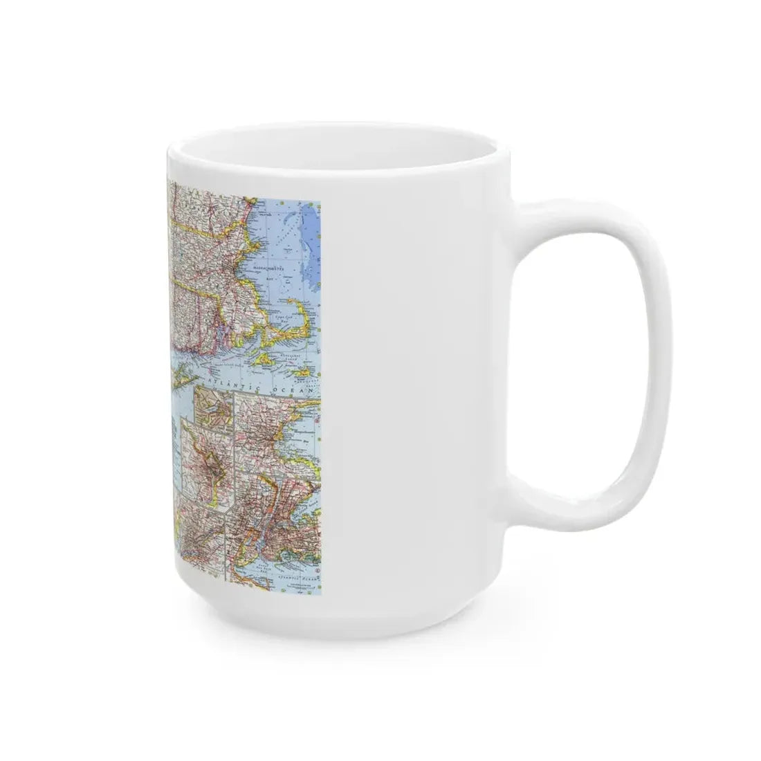 USA - Washington to Boston (1962) (Map) White Coffee Mug - Go Mug Yourself