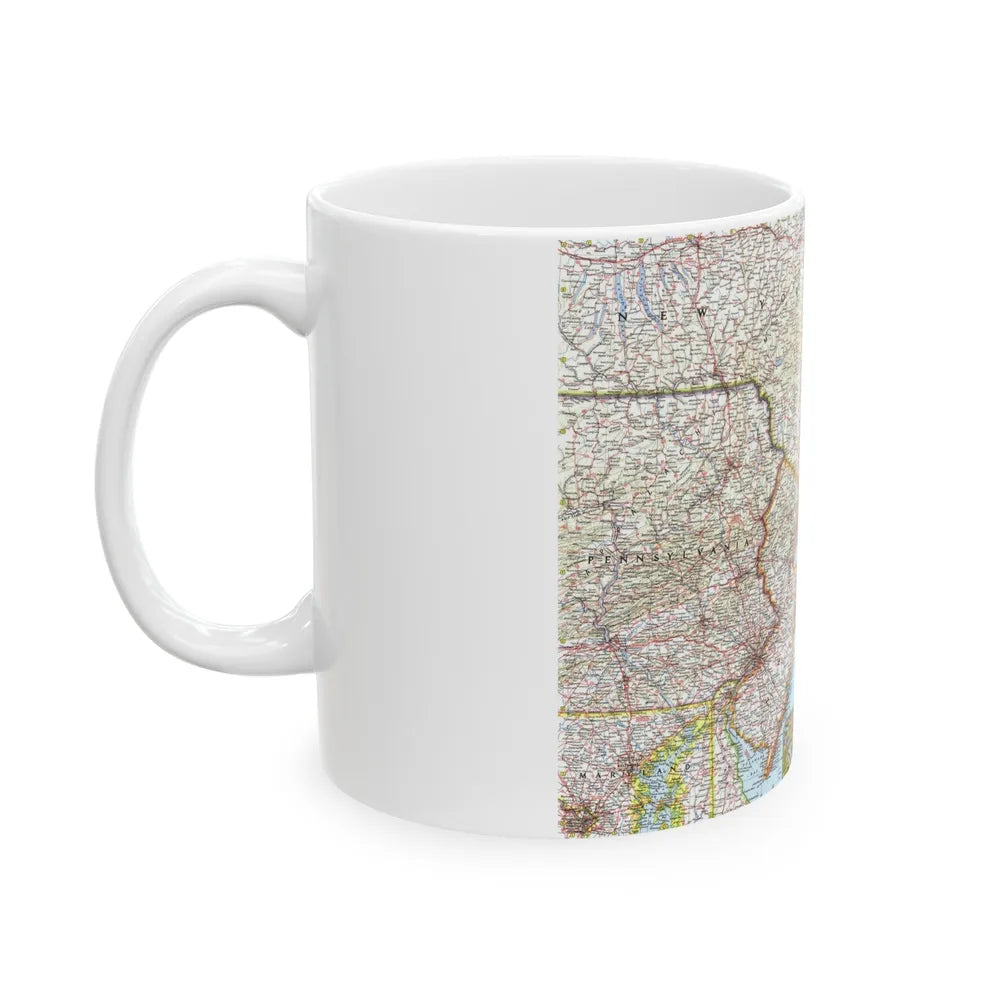 USA - Washington to Boston (1962) (Map) White Coffee Mug-Go Mug Yourself