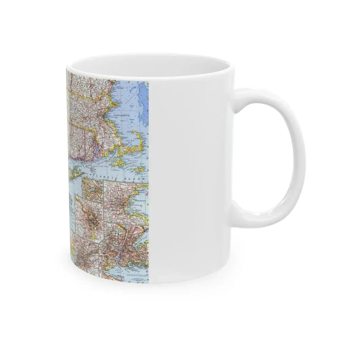 USA - Washington to Boston (1962) (Map) White Coffee Mug - Go Mug Yourself