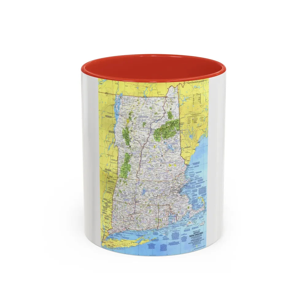 USA - Western New England 1 (1975) (Map) Accent Coffee Mug 11oz Red - Go Mug Yourself