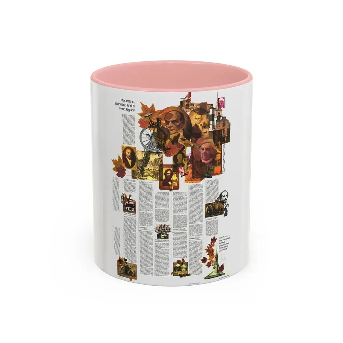 USA - Western New England 2 (1975) (Map) Accent Coffee Mug 11oz Pink - Go Mug Yourself
