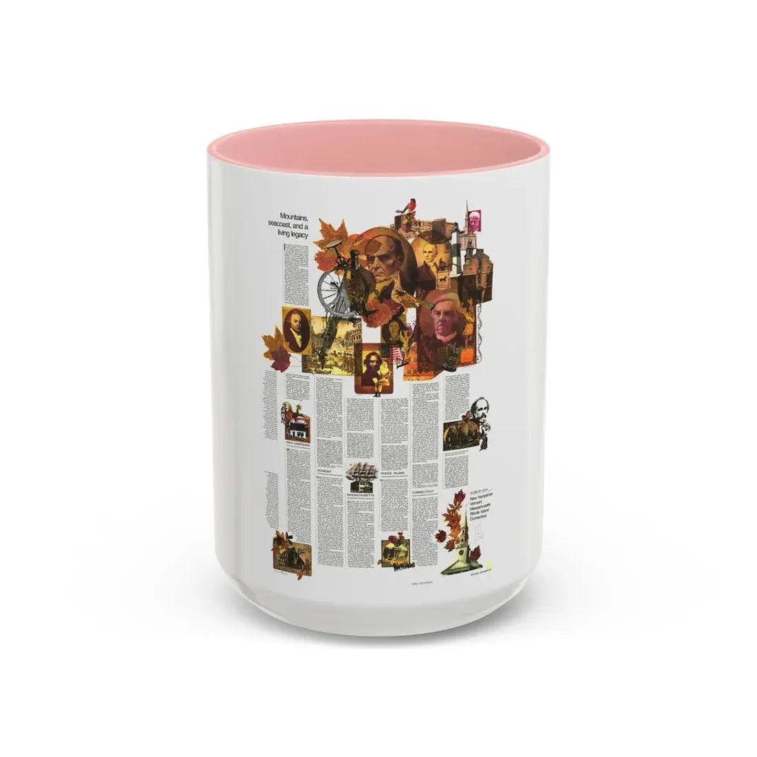 USA - Western New England 2 (1975) (Map) Accent Coffee Mug 15oz Pink - Go Mug Yourself