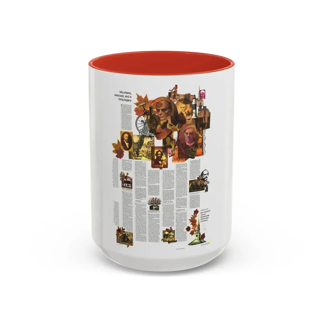 USA - Western New England 2 (1975) (Map) Accent Coffee Mug 15oz Red - Go Mug Yourself