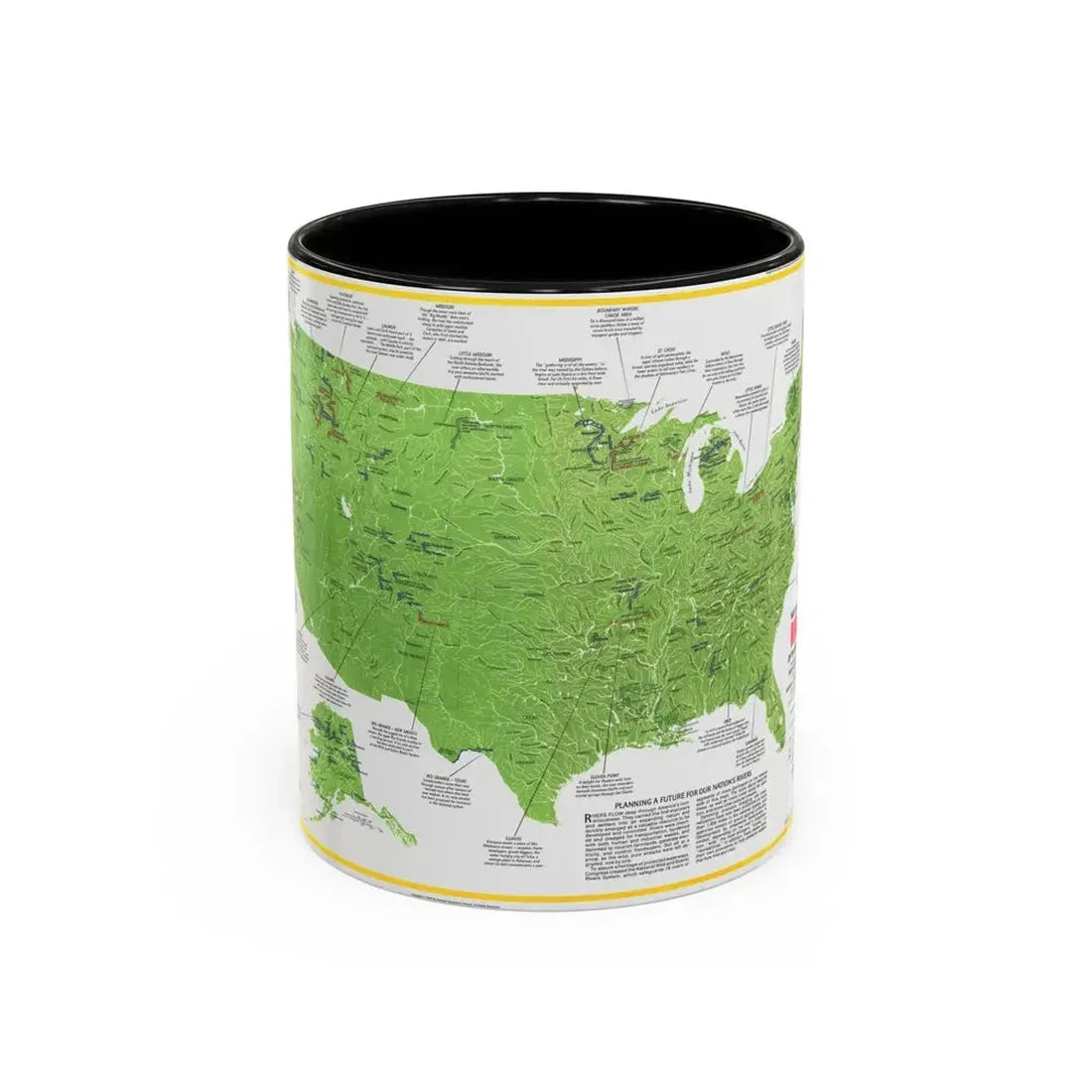 USA - Wild and Scenic Rivers 1 (1977) (Map) Accent Coffee Mug 11oz Black - Go Mug Yourself