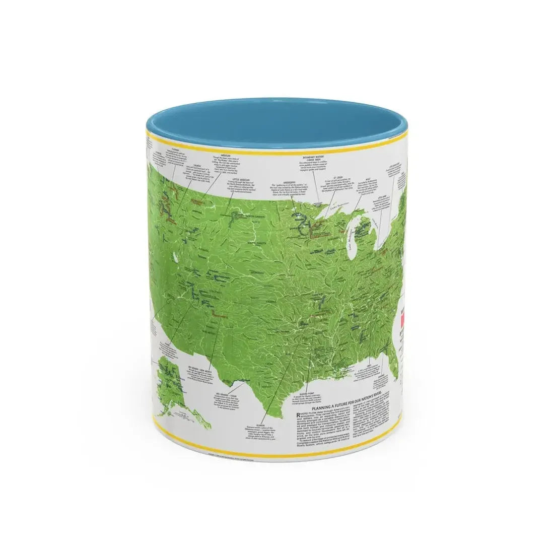 USA - Wild and Scenic Rivers 1 (1977) (Map) Accent Coffee Mug 11oz Light Blue - Go Mug Yourself