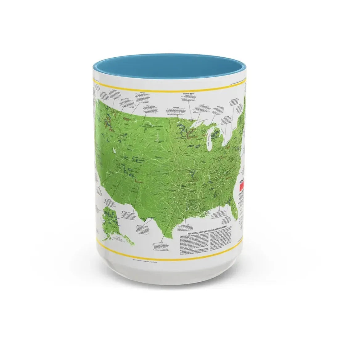 USA - Wild and Scenic Rivers 1 (1977) (Map) Accent Coffee Mug 15oz Light Blue - Go Mug Yourself