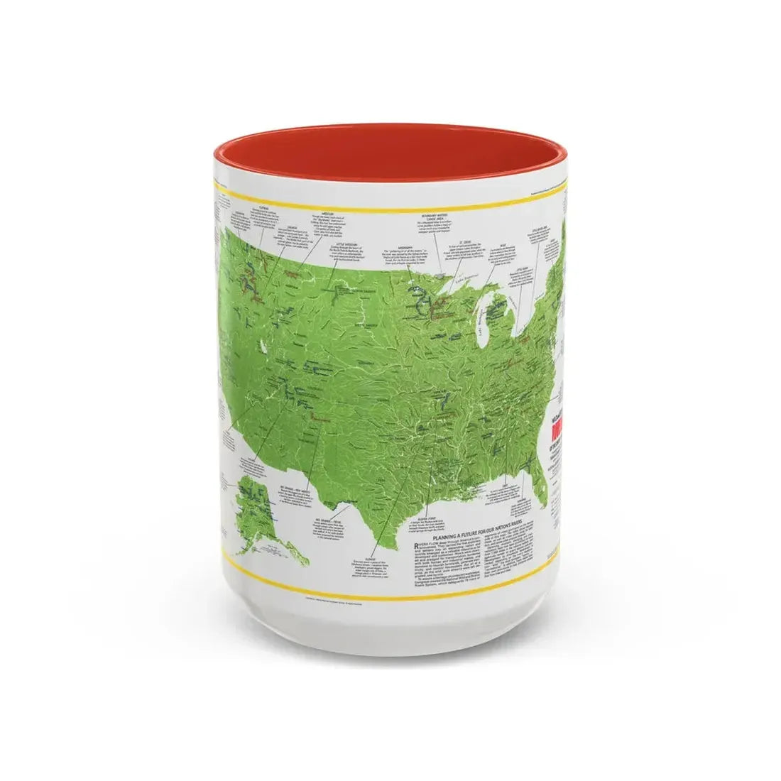 USA - Wild and Scenic Rivers 1 (1977) (Map) Accent Coffee Mug 15oz Red - Go Mug Yourself