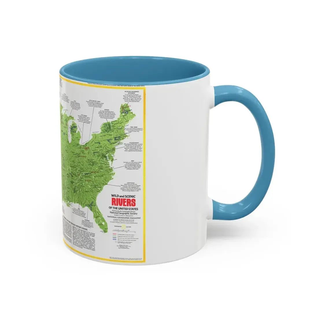 USA - Wild and Scenic Rivers 1 (1977) (Map) Accent Coffee Mug - Go Mug Yourself