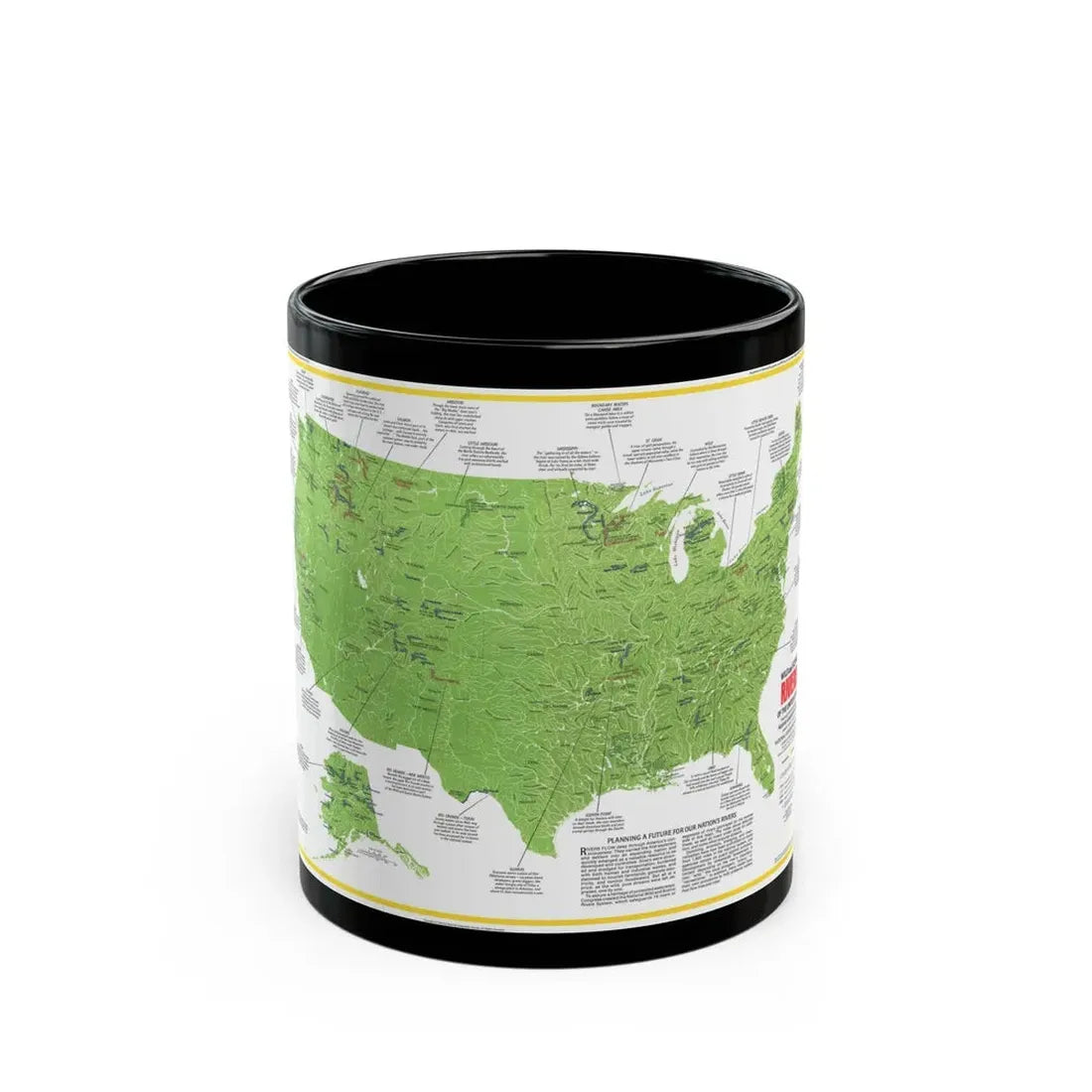 USA - Wild and Scenic Rivers 1 (1977) (Map) Black Coffee Mug 11oz - Go Mug Yourself