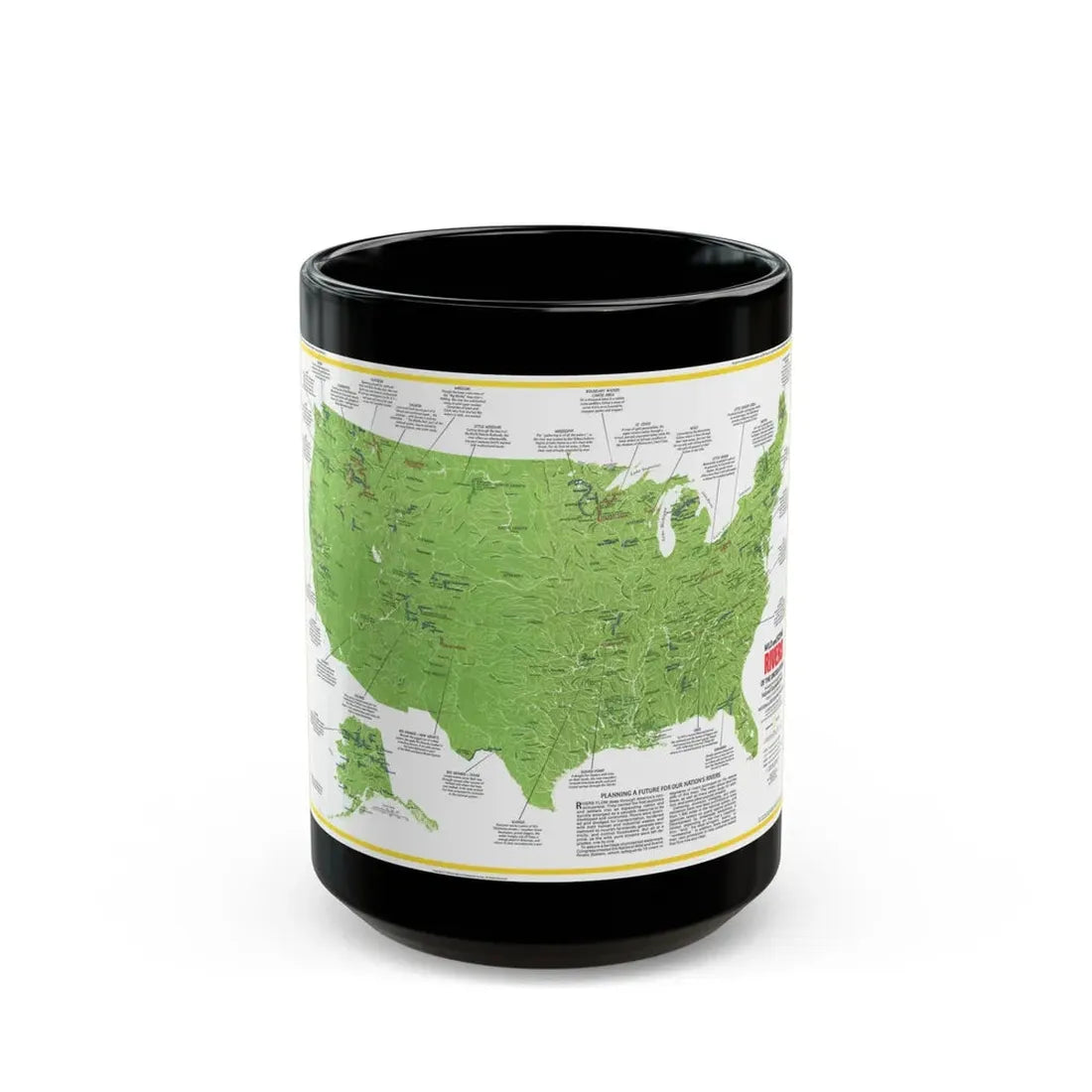 USA - Wild and Scenic Rivers 1 (1977) (Map) Black Coffee Mug 15oz - Go Mug Yourself