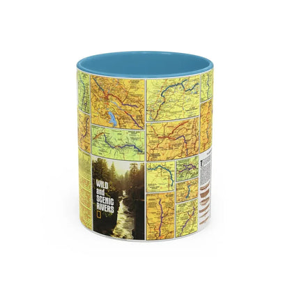 USA - Wild and Scenic Rivers 2 (1977) (Map) Accent Coffee Mug 11oz Light Blue - Go Mug Yourself