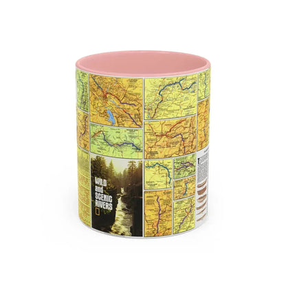 USA - Wild and Scenic Rivers 2 (1977) (Map) Accent Coffee Mug 11oz Pink - Go Mug Yourself