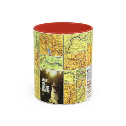 USA - Wild and Scenic Rivers 2 (1977) (Map) Accent Coffee Mug 11oz Red - Go Mug Yourself