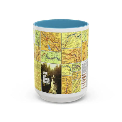 USA - Wild and Scenic Rivers 2 (1977) (Map) Accent Coffee Mug 15oz Light Blue - Go Mug Yourself