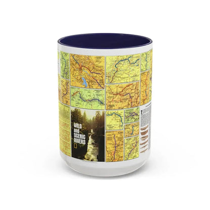 USA - Wild and Scenic Rivers 2 (1977) (Map) Accent Coffee Mug 15oz Navy - Go Mug Yourself