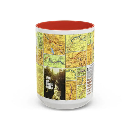 USA - Wild and Scenic Rivers 2 (1977) (Map) Accent Coffee Mug 15oz Red - Go Mug Yourself