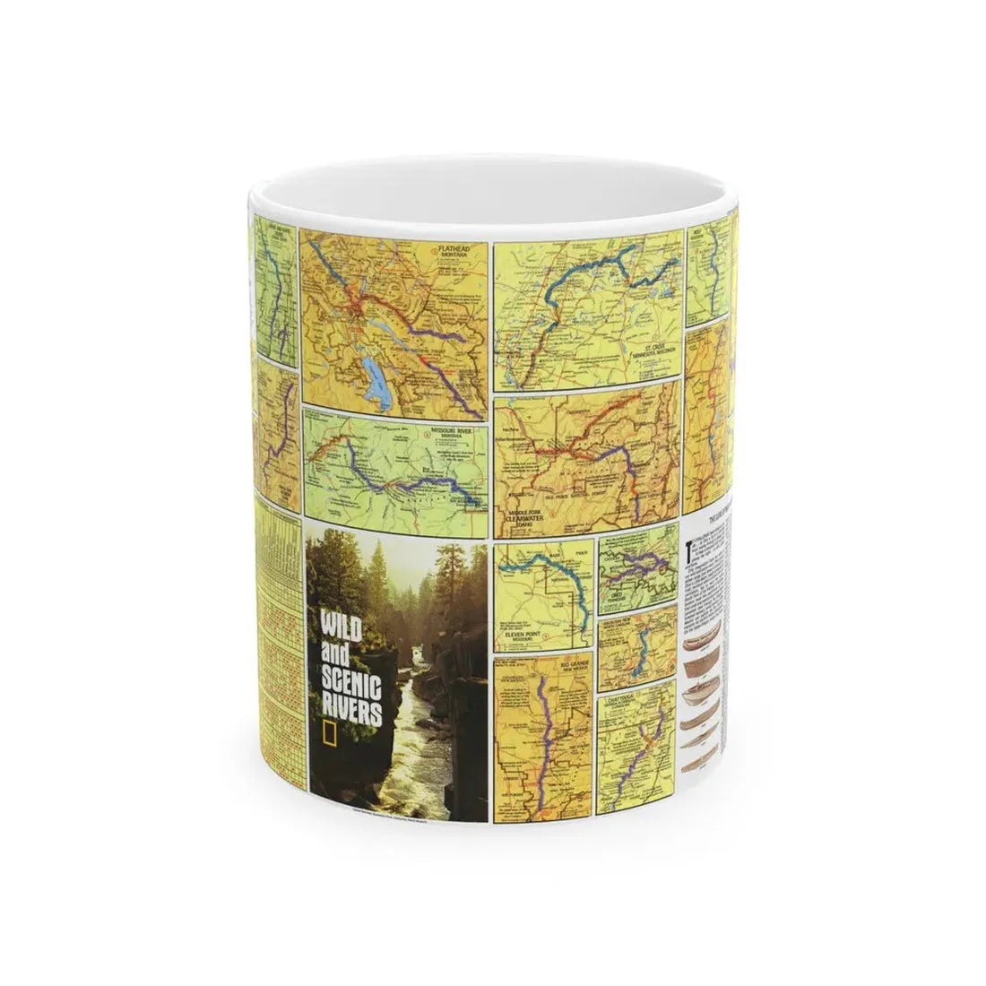 USA - Wild and Scenic Rivers 2 (1977) (Map) White Coffee Mug 11oz - Go Mug Yourself