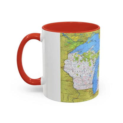 USA - Wisconsin, Michigan ,Great Lakes 1 (1973) (Map) Accent Coffee Mug - Go Mug Yourself