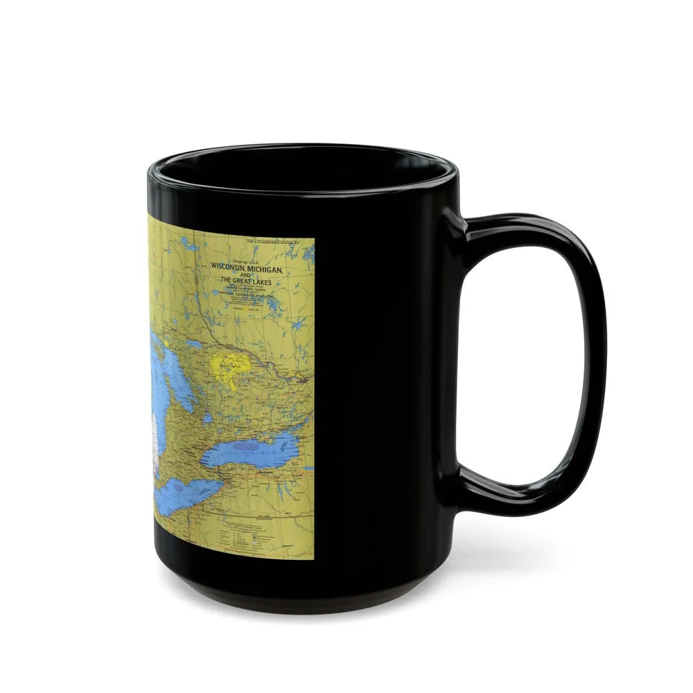 USA - Wisconsin, Michigan ,Great Lakes 1 (1973) (Map) Black Coffee Mug-Go Mug Yourself