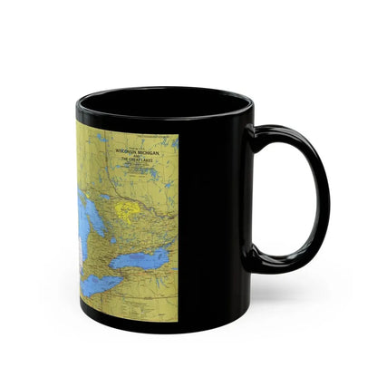 USA - Wisconsin, Michigan ,Great Lakes 1 (1973) (Map) Black Coffee Mug - Go Mug Yourself