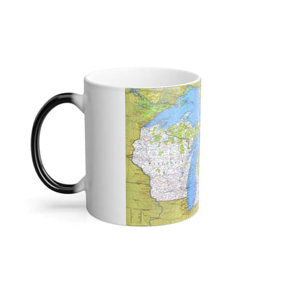 USA - Wisconsin, Michigan ,Great Lakes 1 (1973) (Map) Color Changing Mug 11oz-Go Mug Yourself