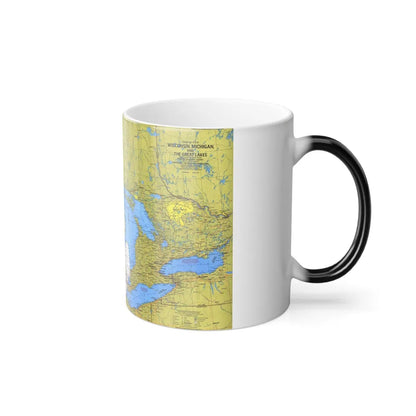 USA - Wisconsin, Michigan ,Great Lakes 1 (1973) (Map) Color Changing Mug 11oz-Go Mug Yourself