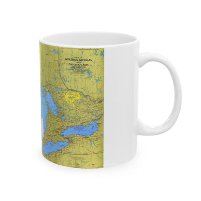 USA - Wisconsin, Michigan ,Great Lakes 1 (1973) (Map) White Coffee Mug-Go Mug Yourself