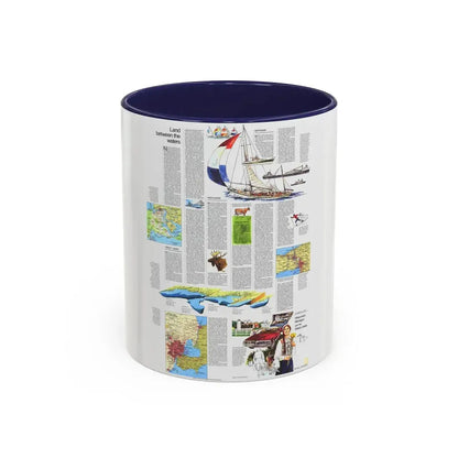 USA - Wisconsin, Michigan ,Great Lakes 2 (1973) (Map) Accent Coffee Mug 11oz Navy - Go Mug Yourself