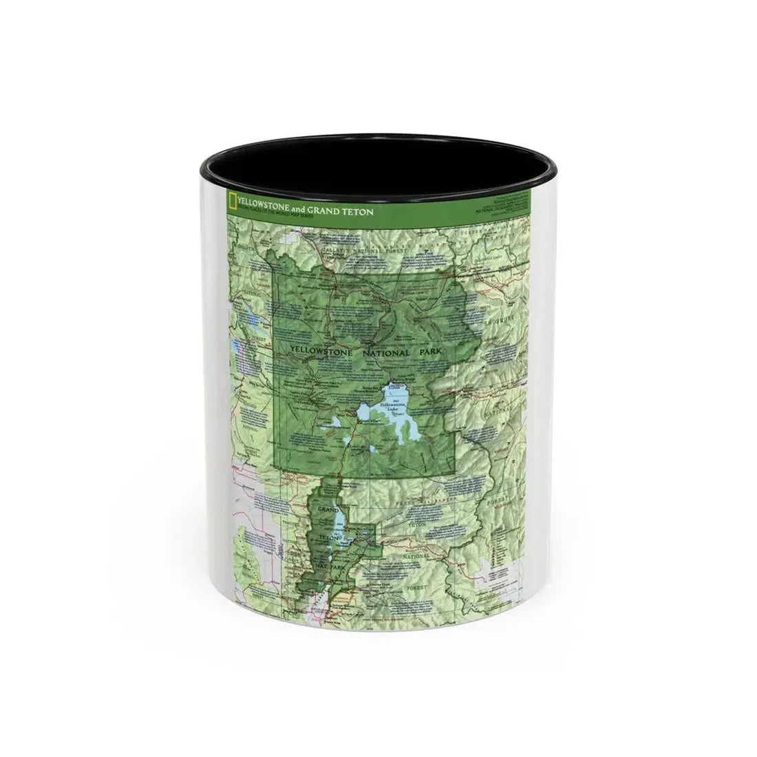 USA - Yellowstone and Grand Teton 1 1989) (Map) Accent Coffee Mug 11oz Black - Go Mug Yourself