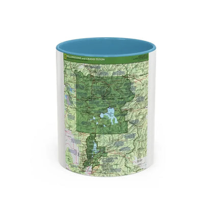USA - Yellowstone and Grand Teton 1 1989) (Map) Accent Coffee Mug 11oz Light Blue - Go Mug Yourself