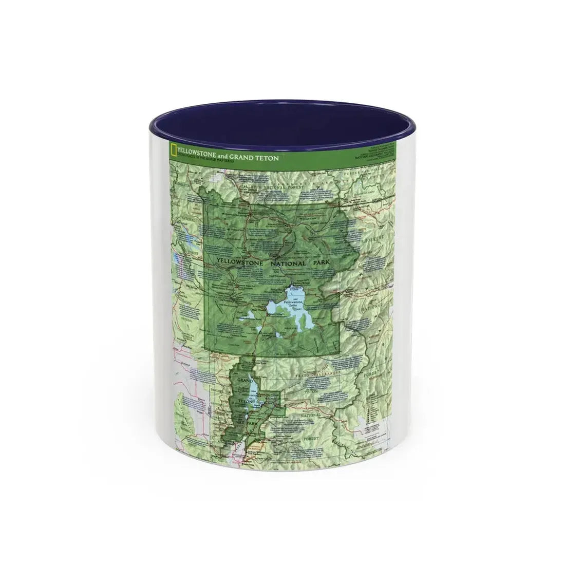 USA - Yellowstone and Grand Teton 1 1989) (Map) Accent Coffee Mug 11oz Navy - Go Mug Yourself