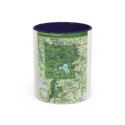 USA - Yellowstone and Grand Teton 1 1989) (Map) Accent Coffee Mug 11oz Navy - Go Mug Yourself
