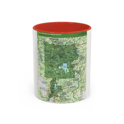 USA - Yellowstone and Grand Teton 1 1989) (Map) Accent Coffee Mug 11oz Red - Go Mug Yourself