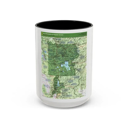 USA - Yellowstone and Grand Teton 1 1989) (Map) Accent Coffee Mug 15oz Black - Go Mug Yourself