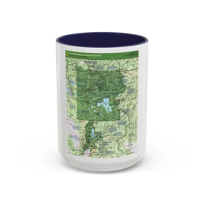 USA - Yellowstone and Grand Teton 1 1989) (Map) Accent Coffee Mug 15oz Navy - Go Mug Yourself