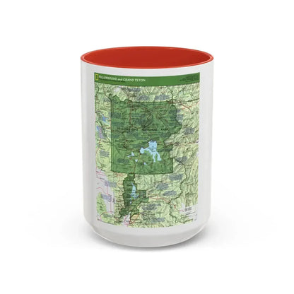 USA - Yellowstone and Grand Teton 1 1989) (Map) Accent Coffee Mug 15oz Red - Go Mug Yourself