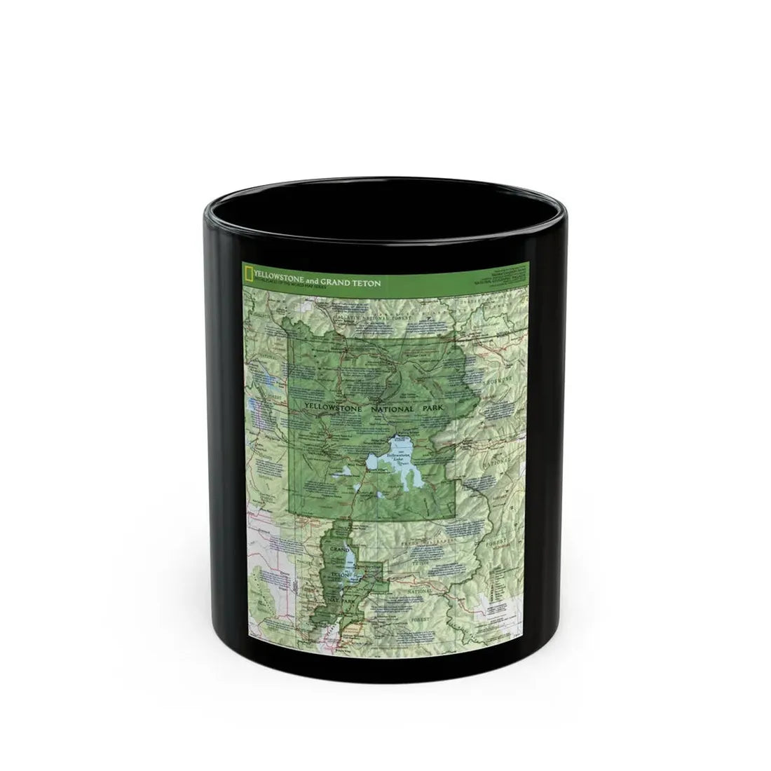 USA - Yellowstone and Grand Teton 1 1989) (Map) Black Coffee Mug 11oz - Go Mug Yourself