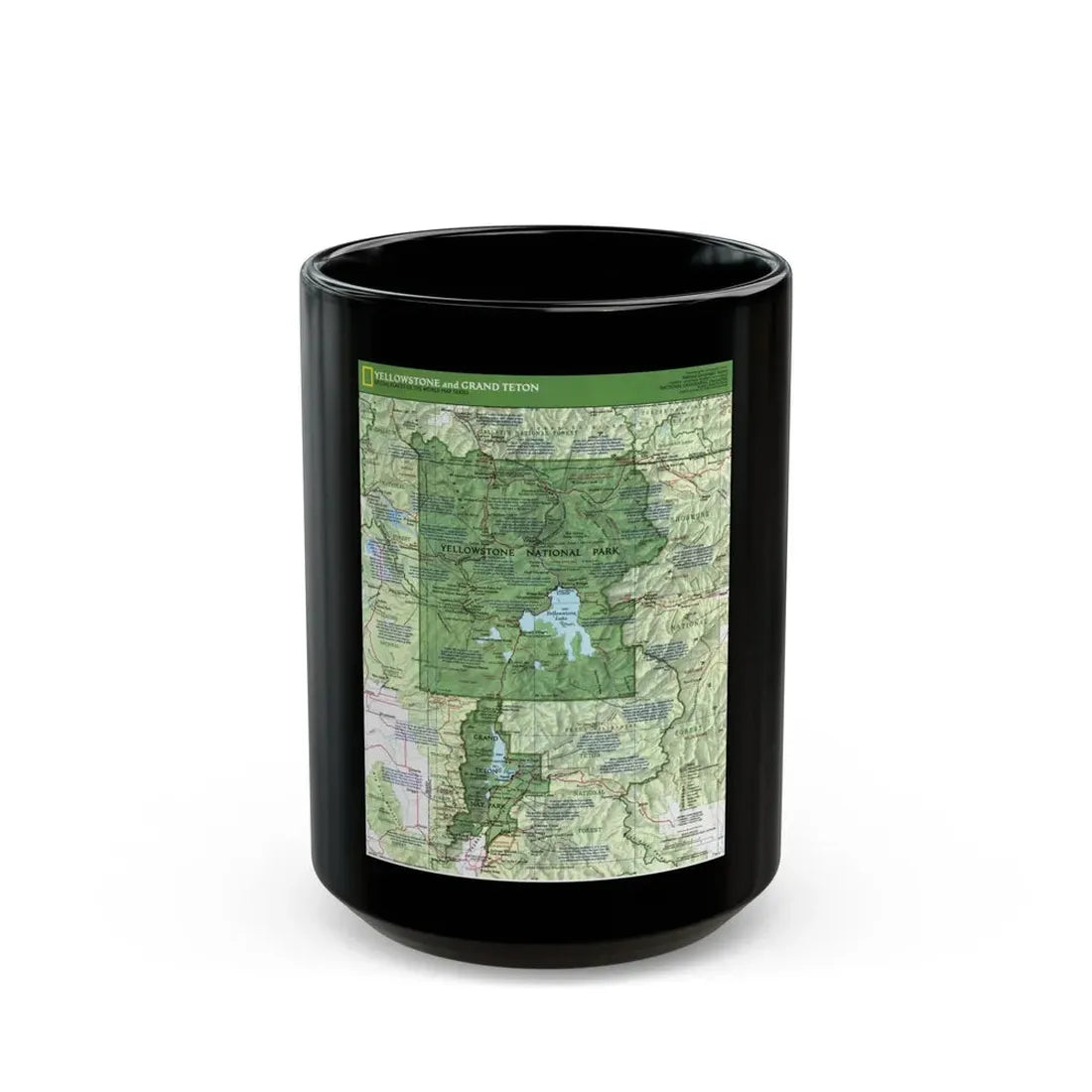 USA - Yellowstone and Grand Teton 1 1989) (Map) Black Coffee Mug 15oz - Go Mug Yourself
