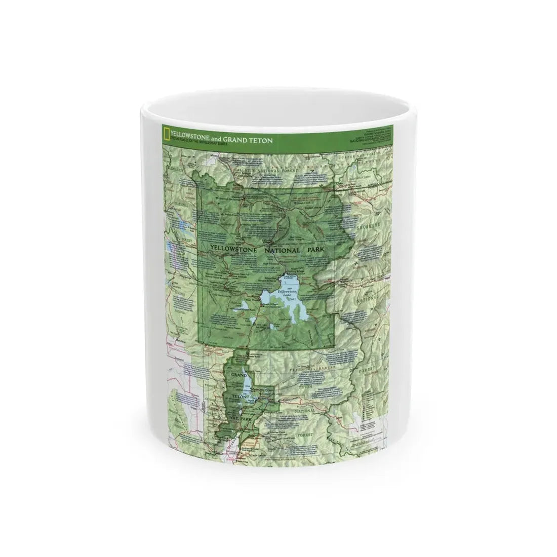 USA - Yellowstone and Grand Teton 1 1989) (Map) White Coffee Mug 11oz - Go Mug Yourself