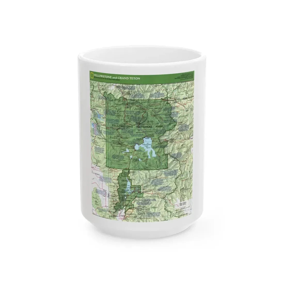 USA - Yellowstone and Grand Teton 1 1989) (Map) White Coffee Mug 15oz - Go Mug Yourself