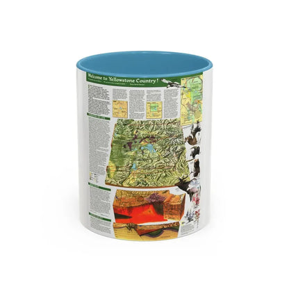 USA - Yellowstone and Grand Teton 2 (1989) (Map) Accent Coffee Mug 11oz Light Blue - Go Mug Yourself