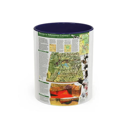 USA - Yellowstone and Grand Teton 2 (1989) (Map) Accent Coffee Mug 11oz Navy - Go Mug Yourself